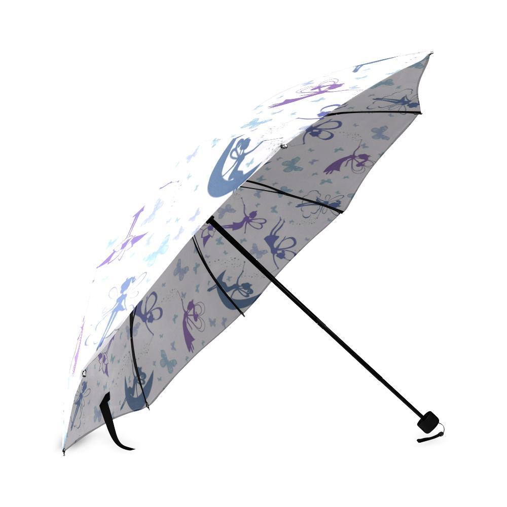 White Fairy Pattern Print Foldable Umbrella-grizzshop