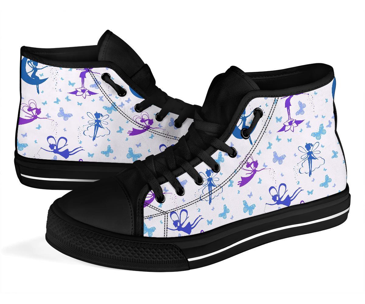 White Fairy Pattern Print Men Women's High Top Shoes-grizzshop