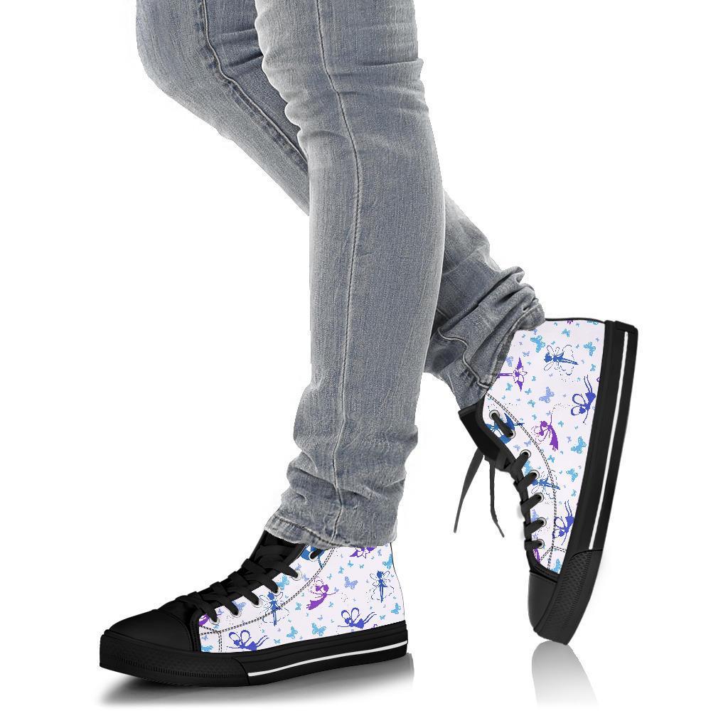 White Fairy Pattern Print Men Women's High Top Shoes-grizzshop