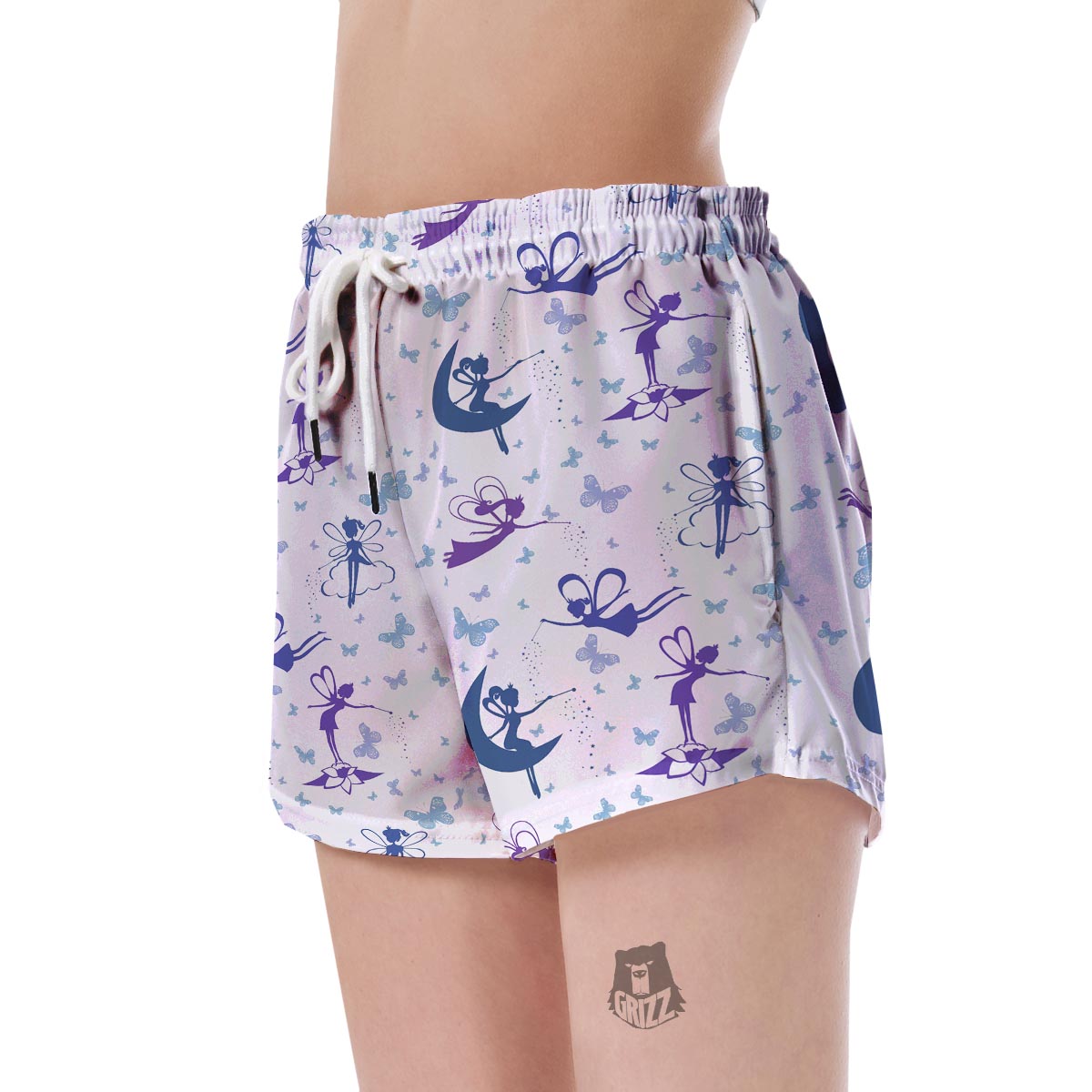 White Fairy Pattern Print Women's Shorts-grizzshop