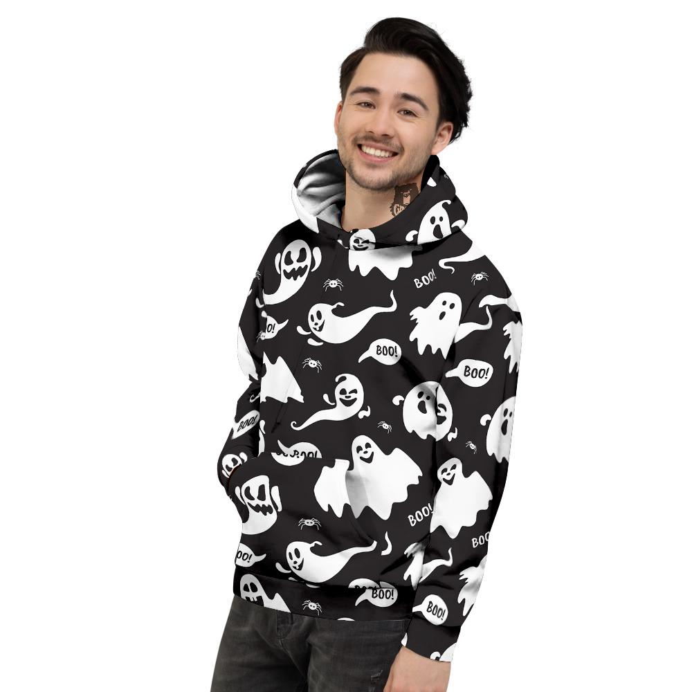 White Ghost Print Pattern Men's Hoodie-grizzshop