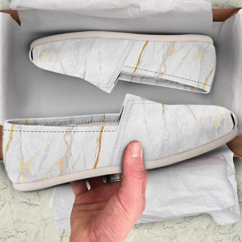 White Gold Marble Canvas Shoes-grizzshop