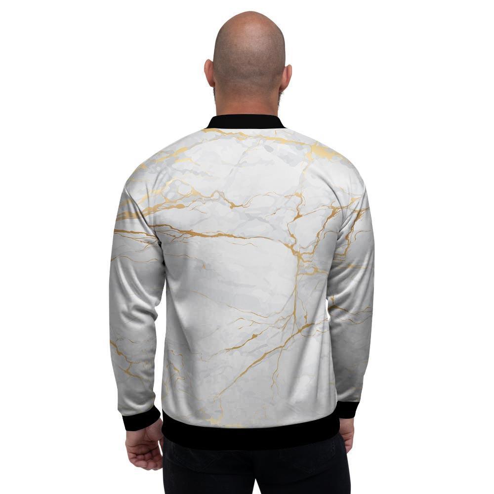 White Gold Marble Men's Bomber Jacket-grizzshop