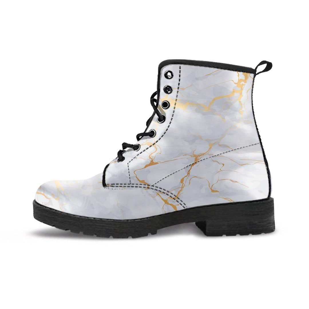 White Gold Marble Men's Sneakers
