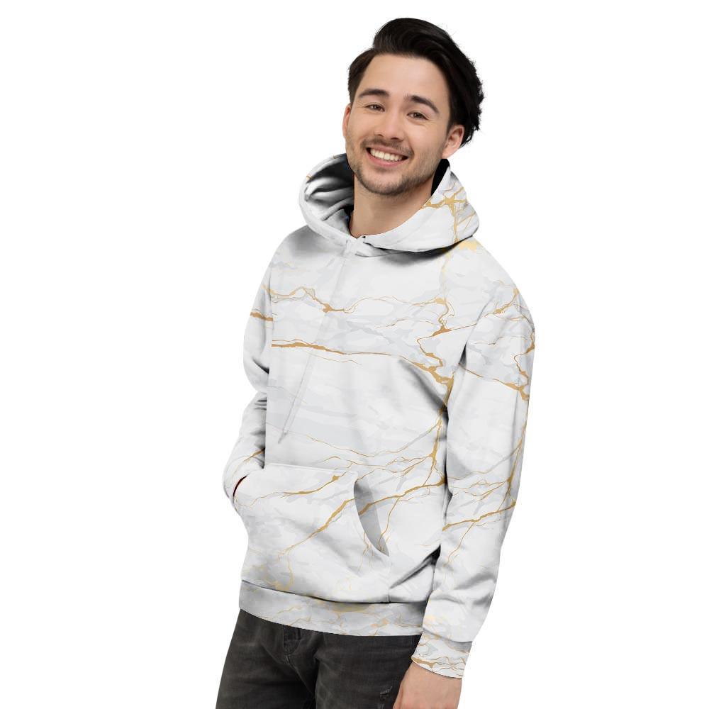 White Gold Marble Men's Hoodie-grizzshop