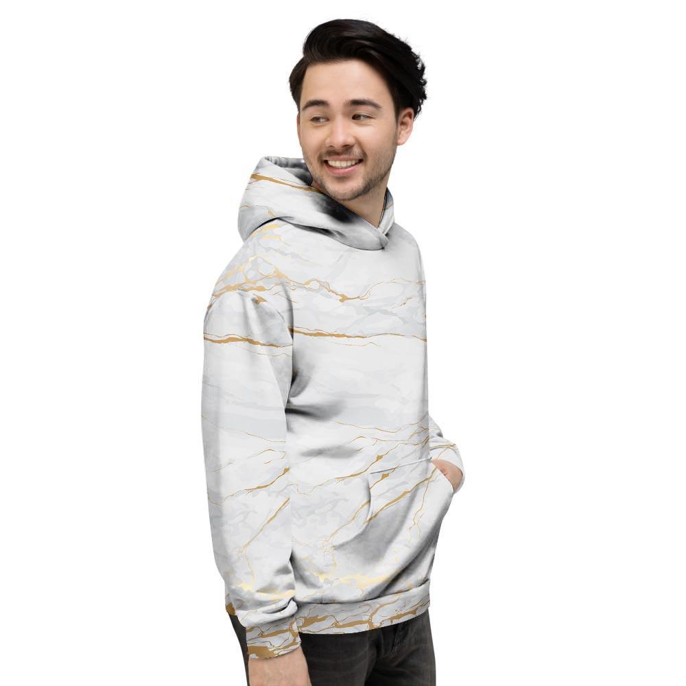 White Gold Marble Men's Hoodie-grizzshop