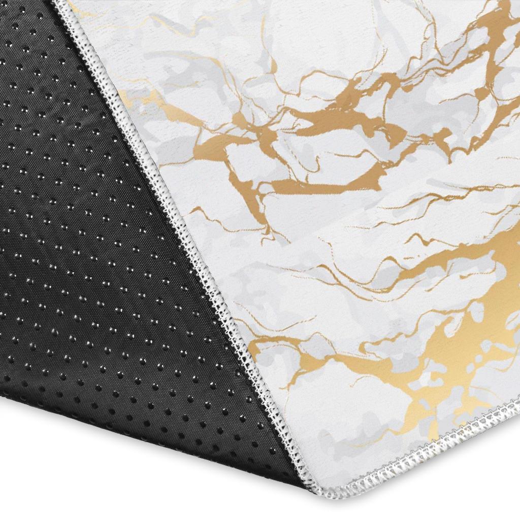 White Gold Marble Pattern Print Floor Mat-grizzshop