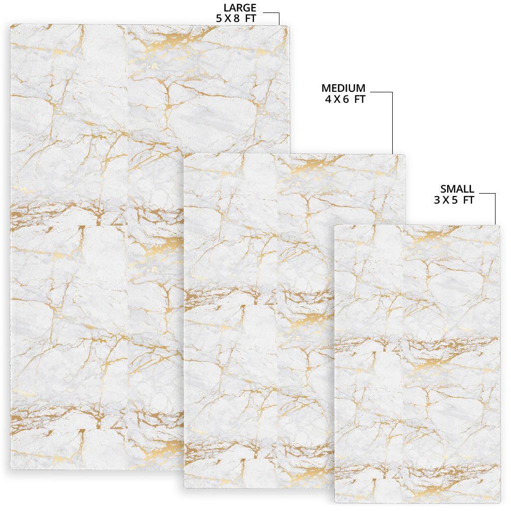 White Gold Marble Pattern Print Floor Mat-grizzshop