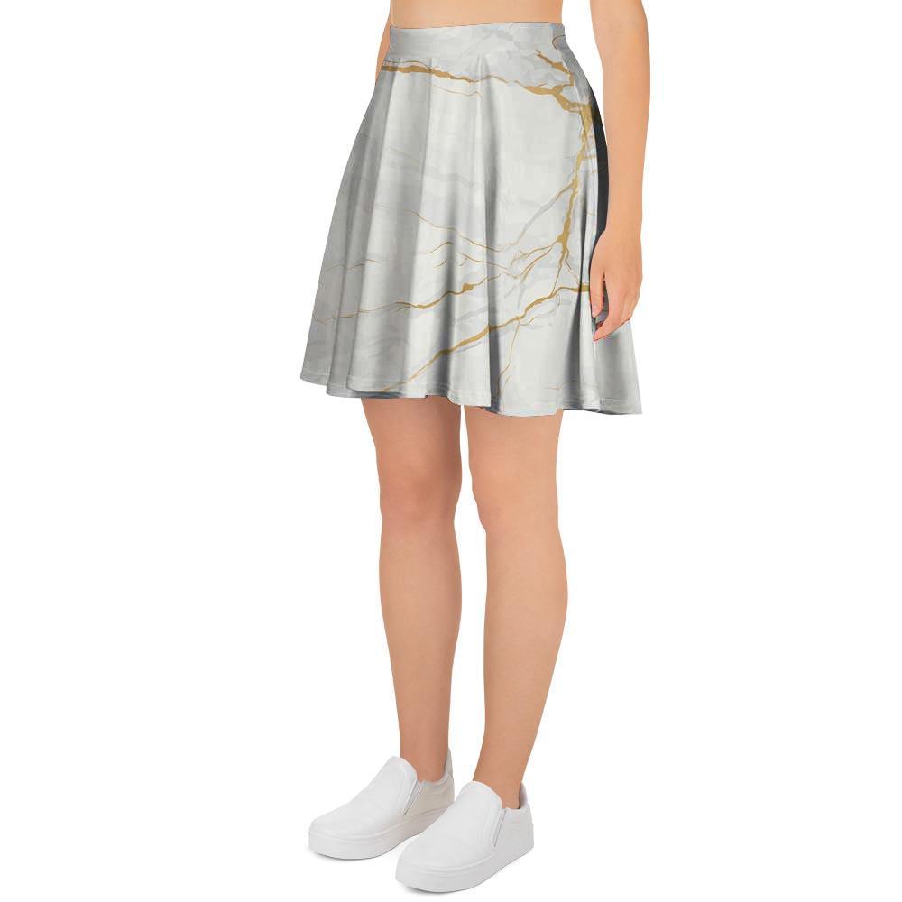 White Gold Marble Women's Skirt-grizzshop