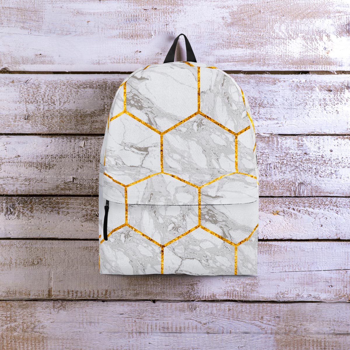 White Gold Tile Marble Backpack-grizzshop