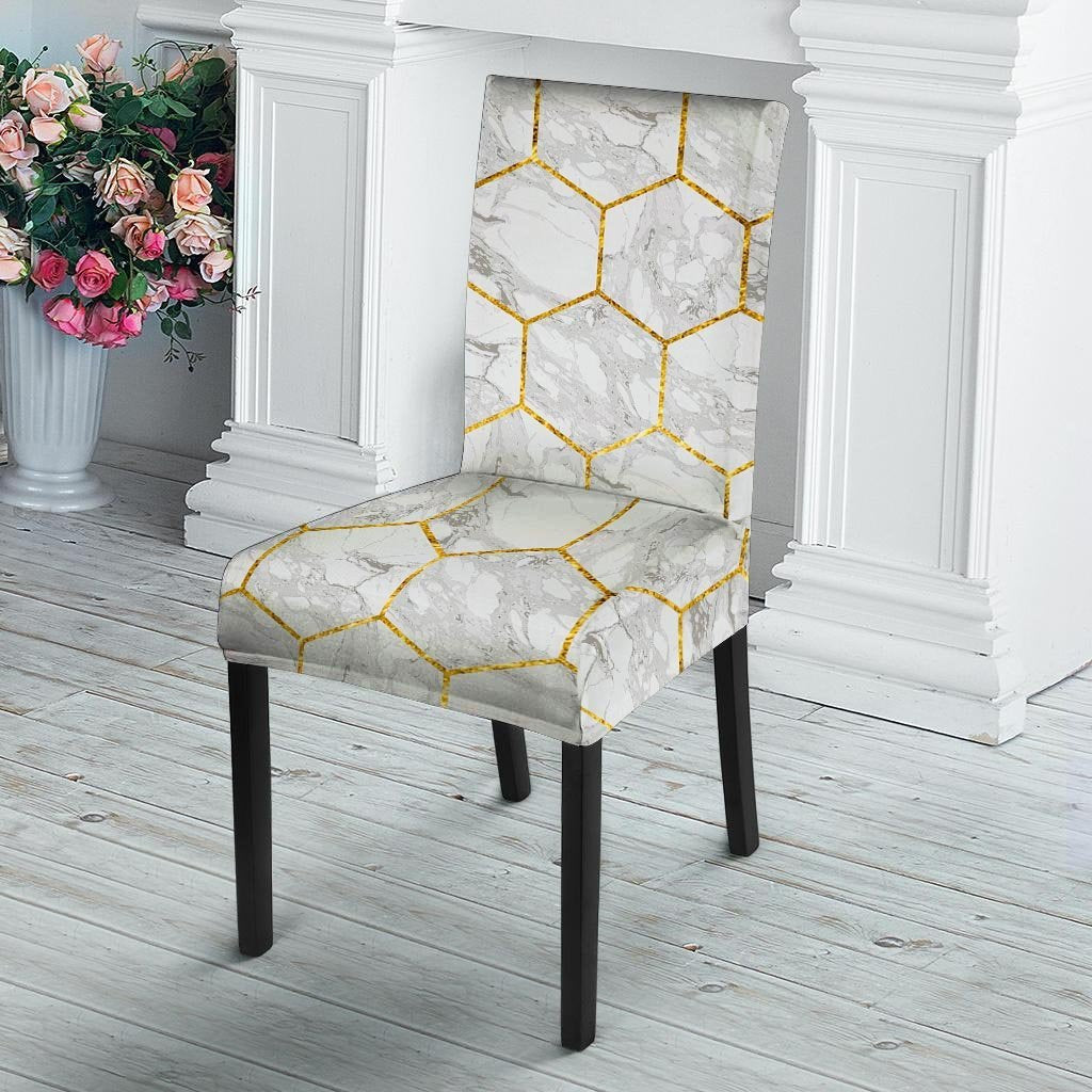 White Gold Tile Marble Chair Cover-grizzshop
