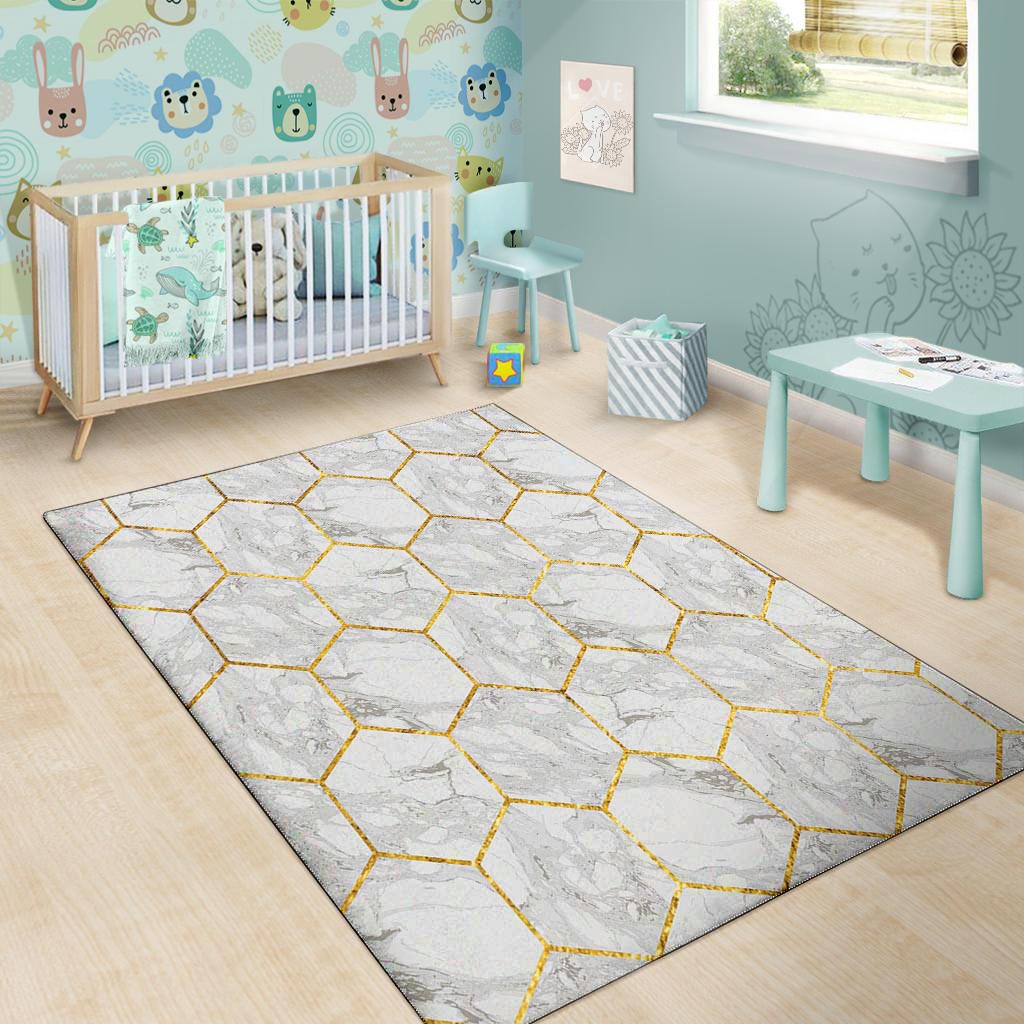 White Gold Tile Marble Floor Mat-grizzshop