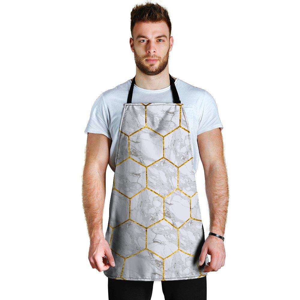 White Gold Tile Marble Men's Apron-grizzshop