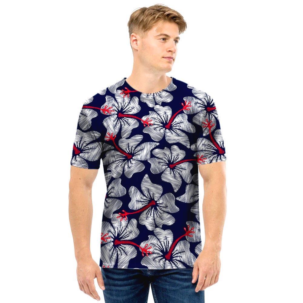 Hibiscus Blue Hawaiian Print Men's Joggers