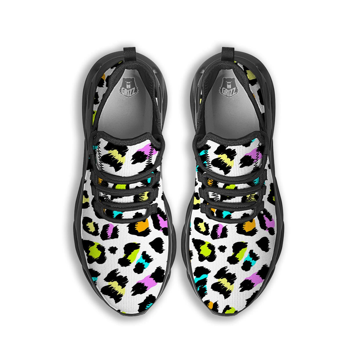 White Leopard Black Running Shoes-grizzshop