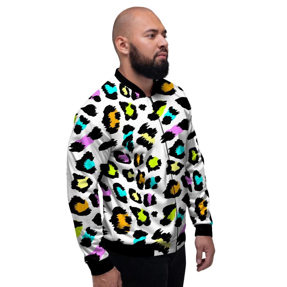 White Leopard Men's Bomber Jacket-grizzshop
