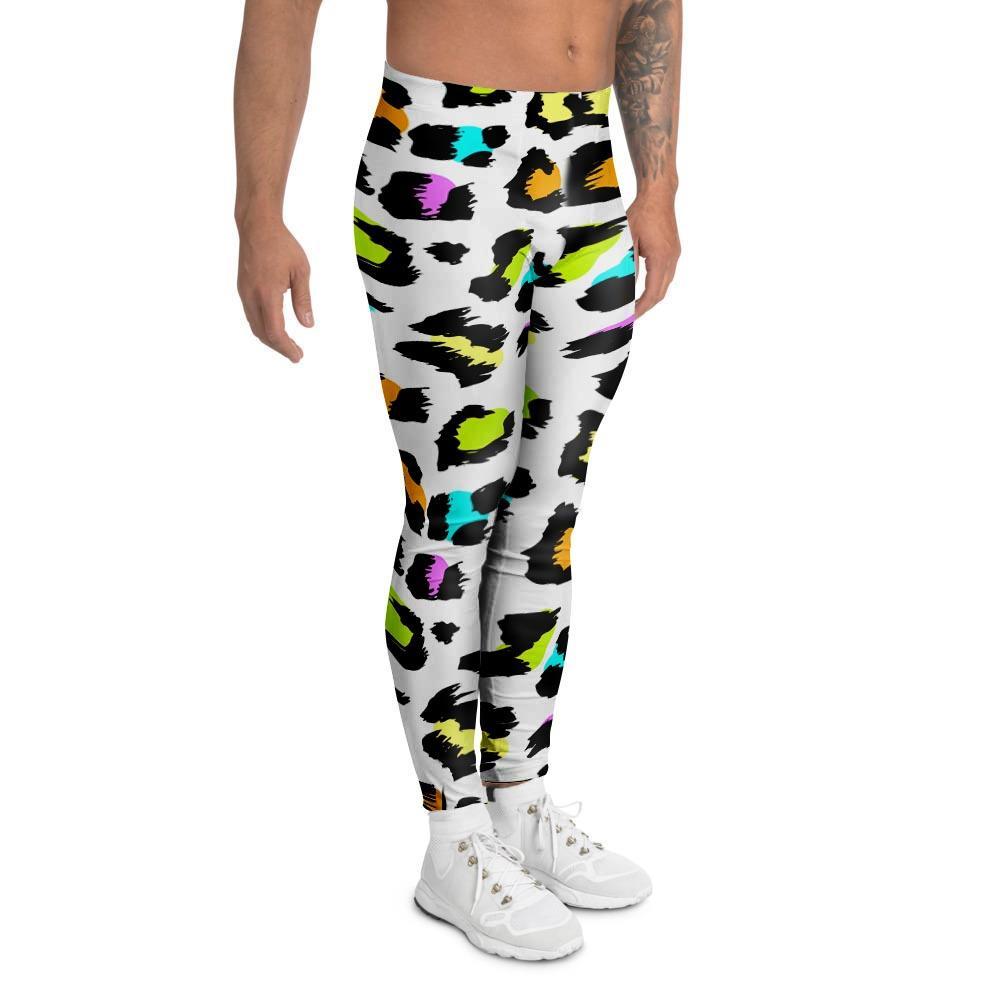 White Leopard Men's Leggings-grizzshop