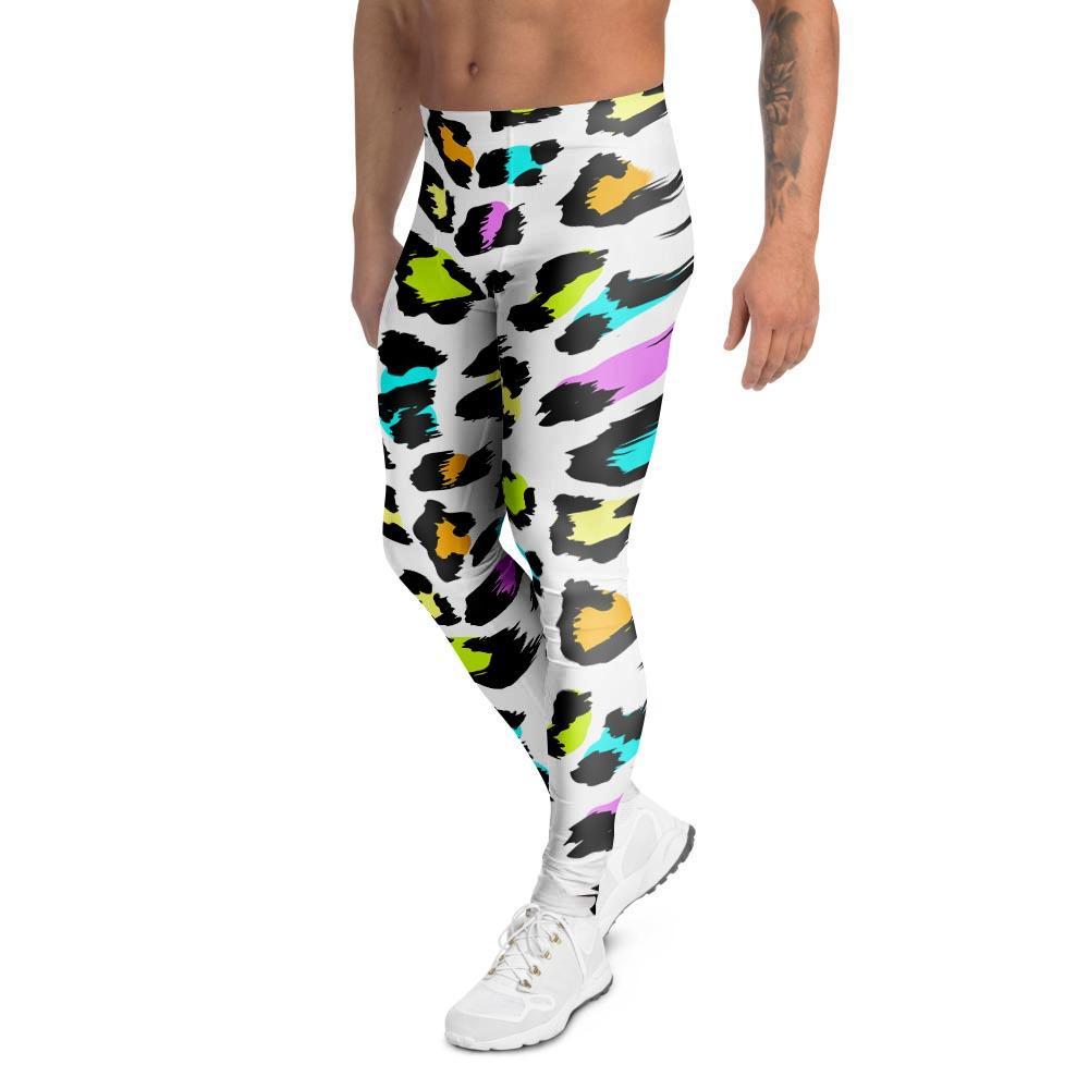 White Leopard Men's Leggings-grizzshop