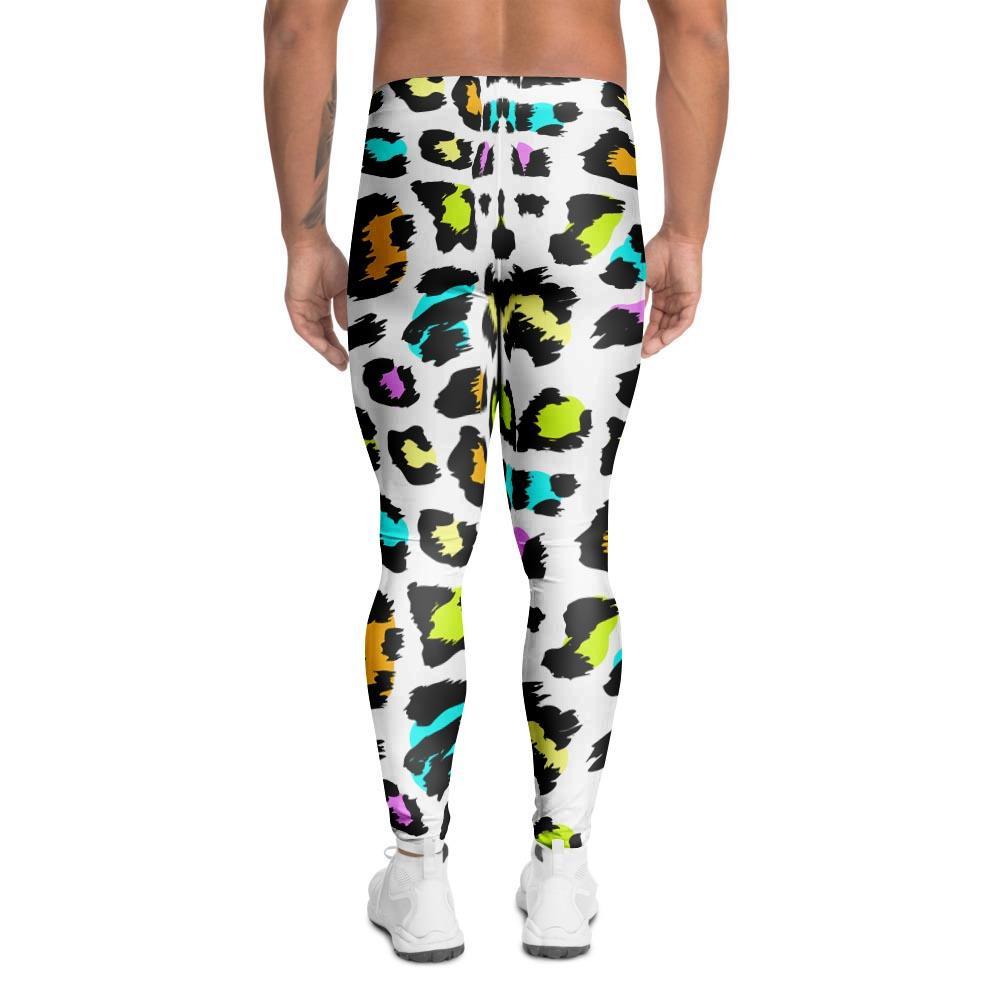 White Leopard Men's Leggings-grizzshop