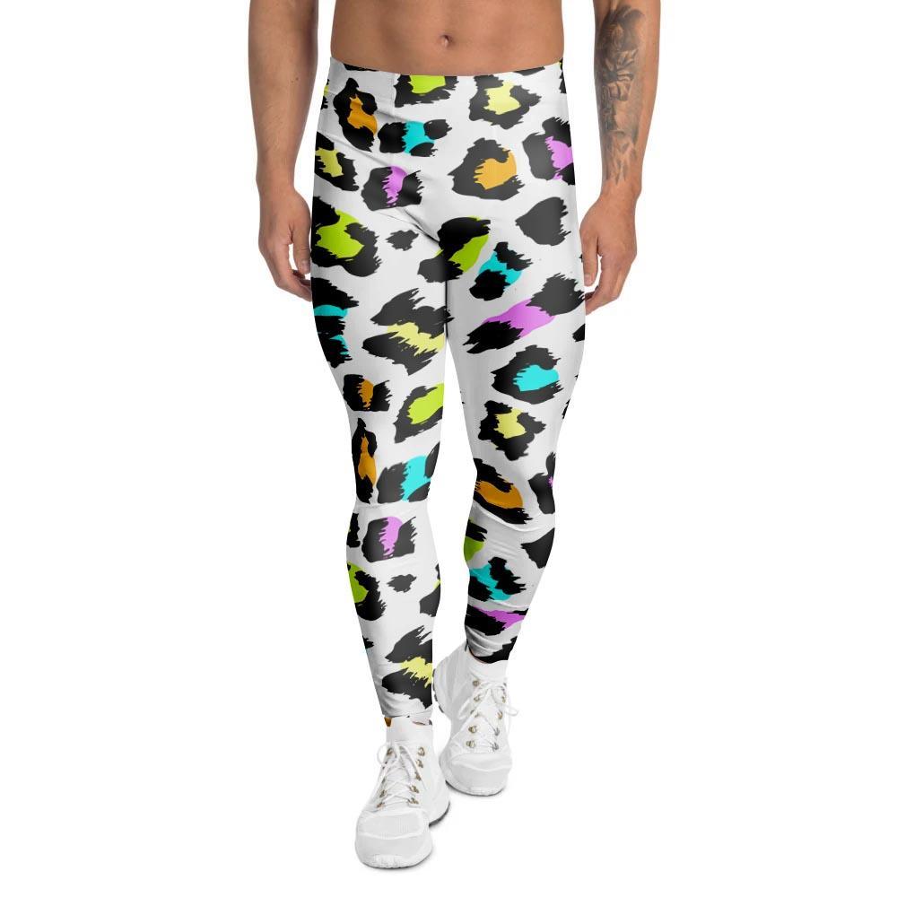 White Leopard Men's Leggings-grizzshop