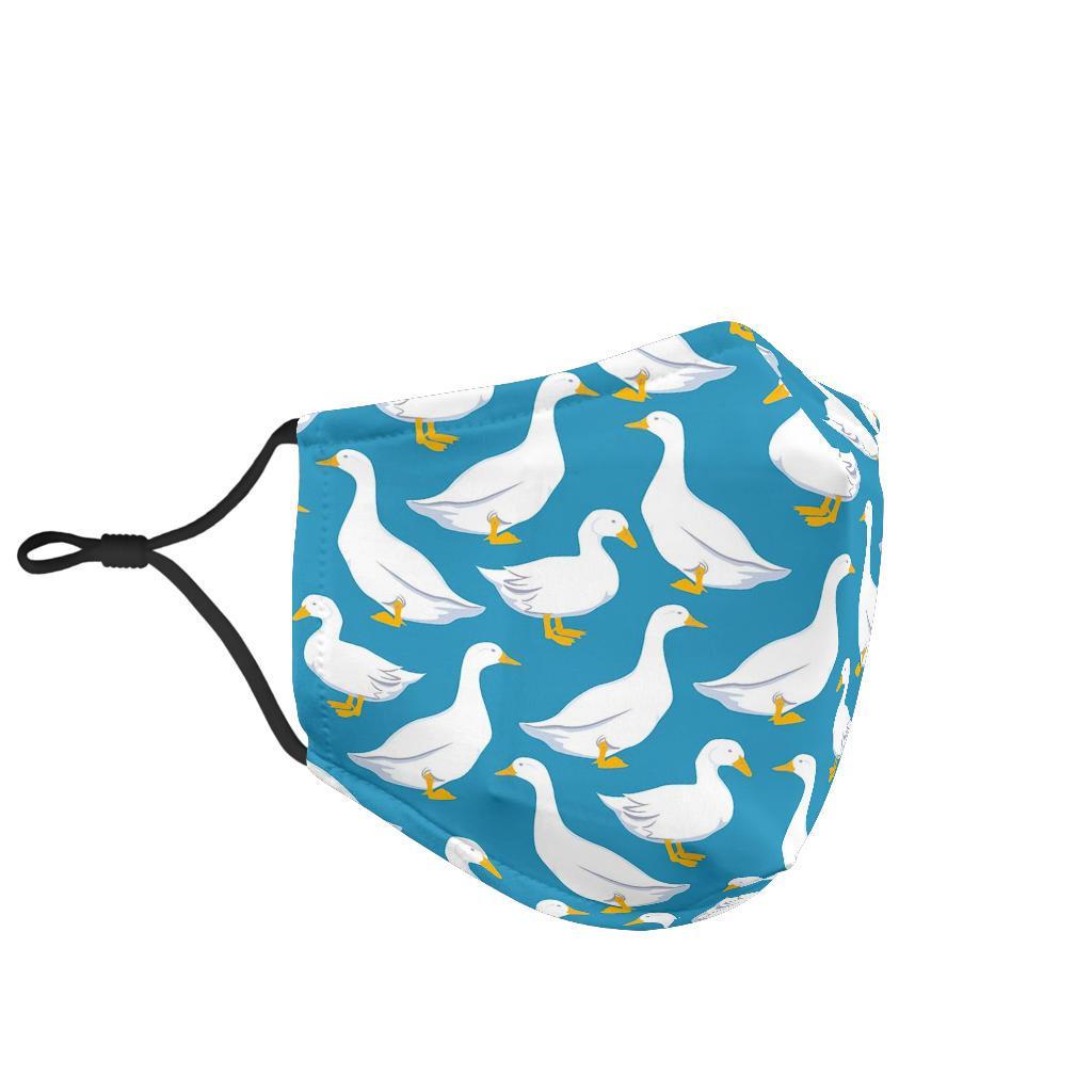 White Mallard Duck Pattern Print Face Mask-grizzshop