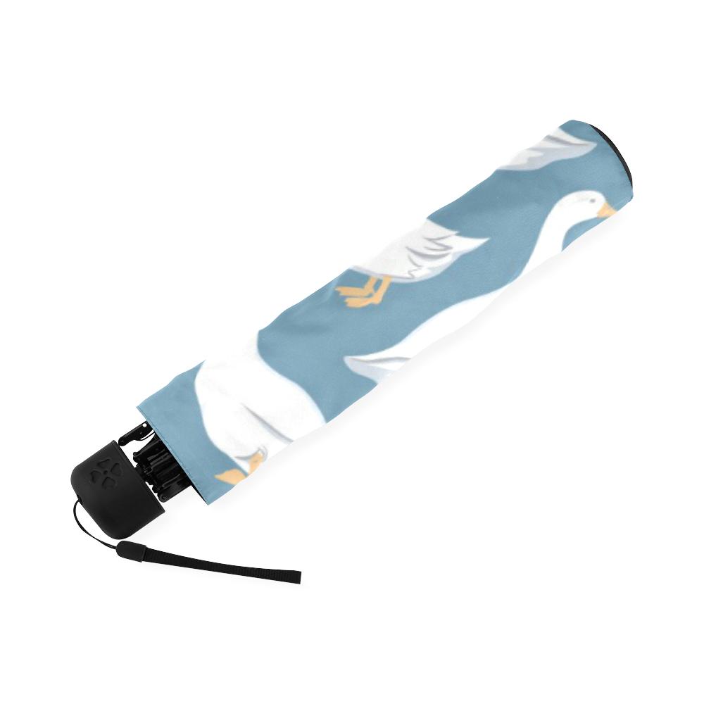 White Mallard Duck Pattern Print Foldable Umbrella-grizzshop