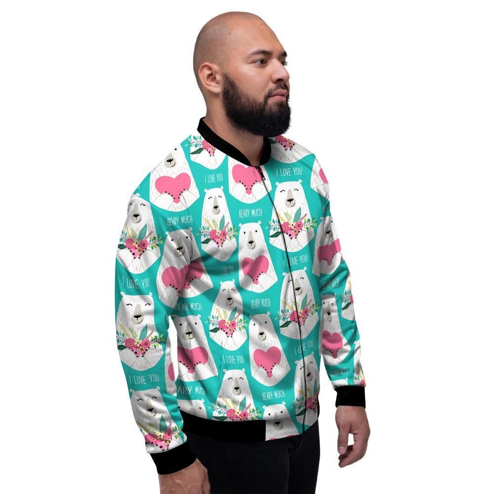White Mama Bear Men's Bomber Jacket-grizzshop