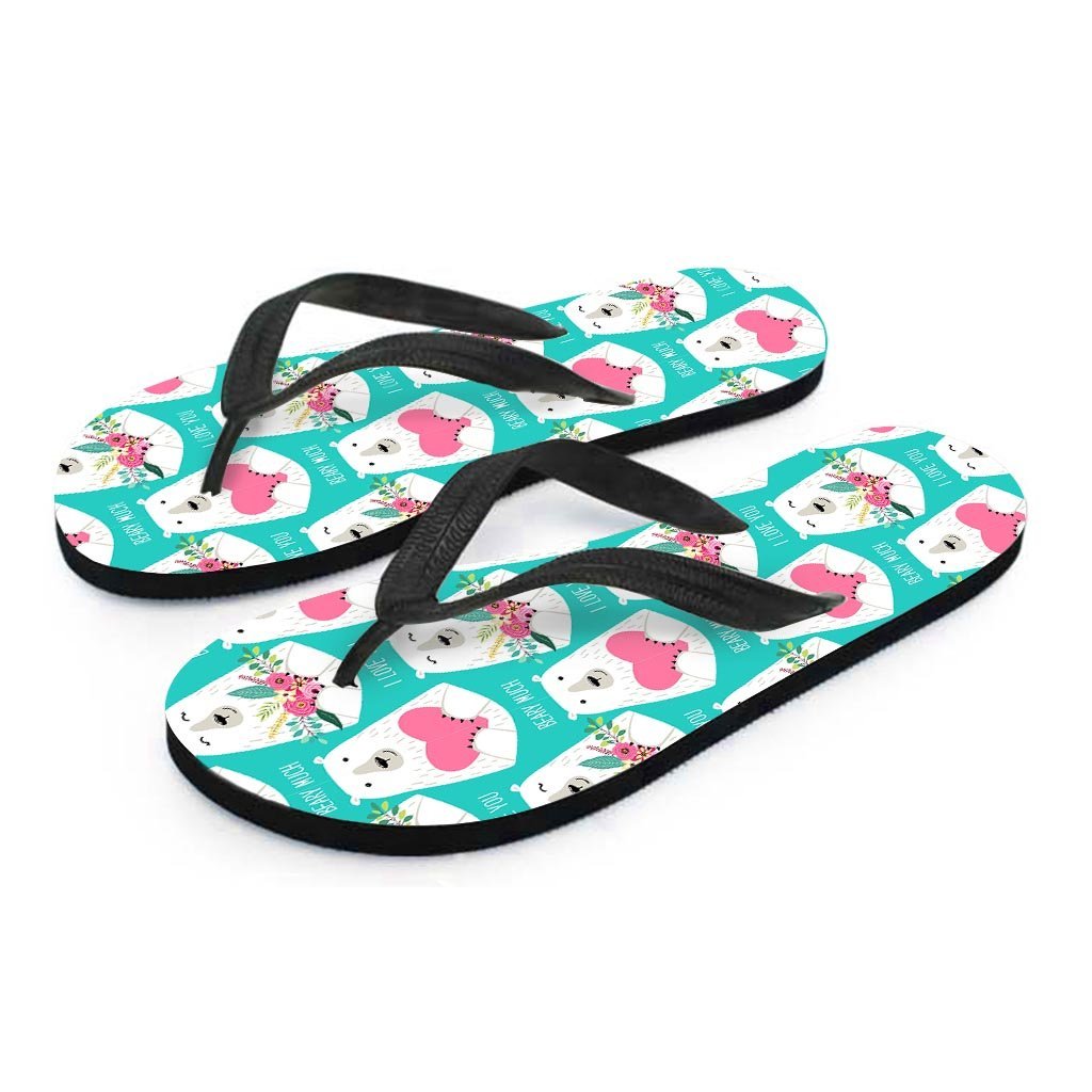 White Mama Bear Women's Flip Flops-grizzshop