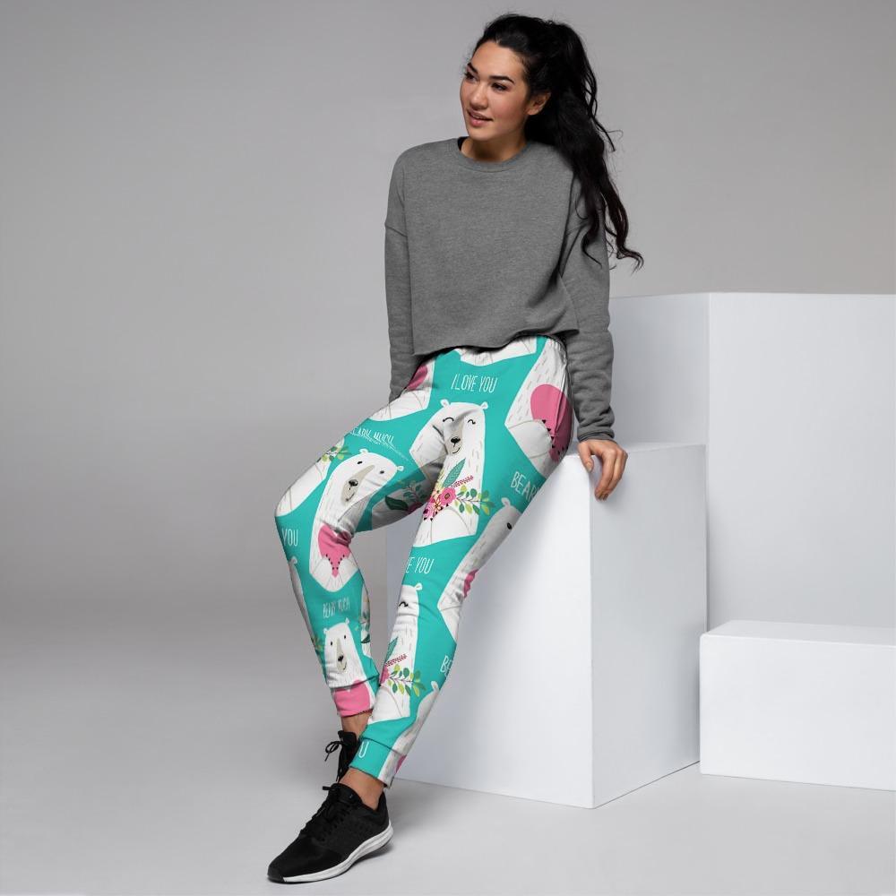 White Mama Bear Women's Joggers-grizzshop