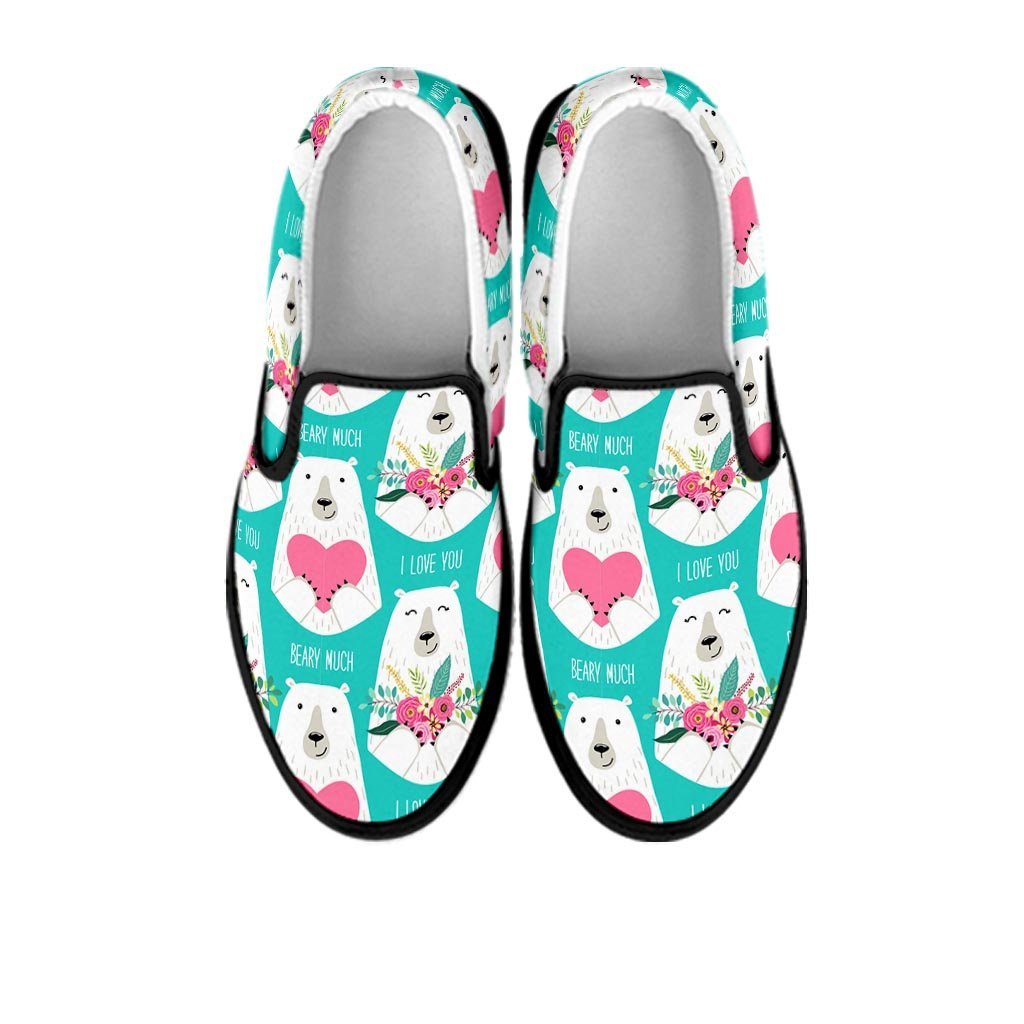 White Mama Bear Women's Slip On Sneakers-grizzshop