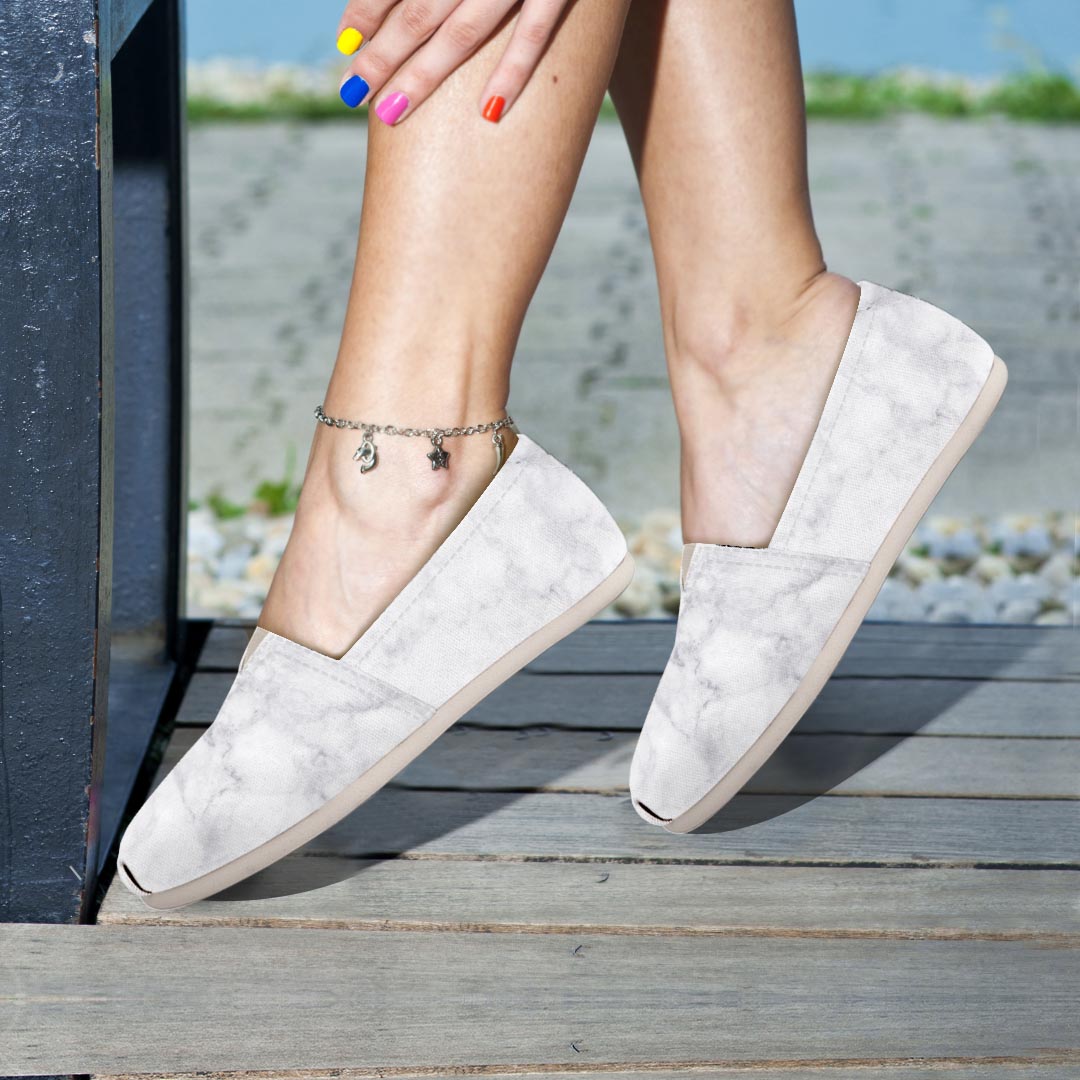 White Marble Canvas Shoes-grizzshop