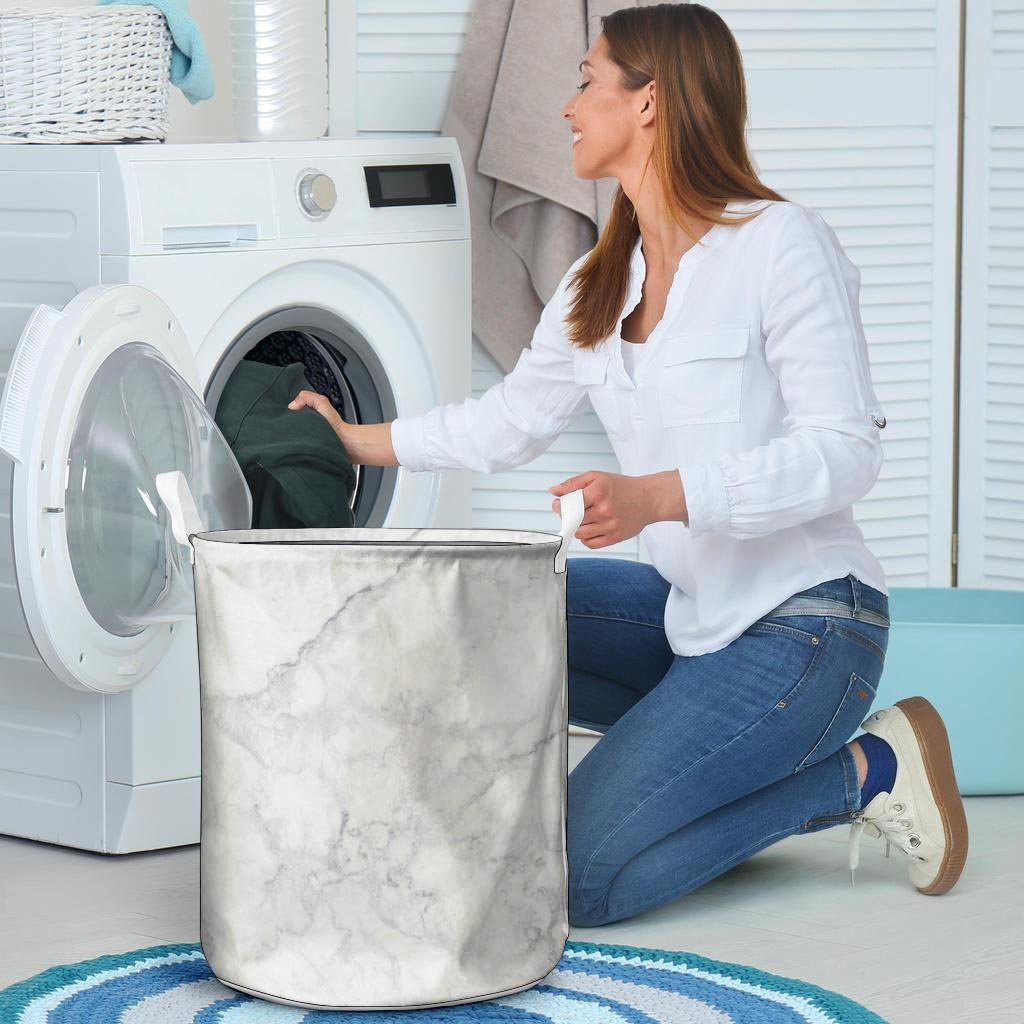 White Marble Laundry Basket-grizzshop