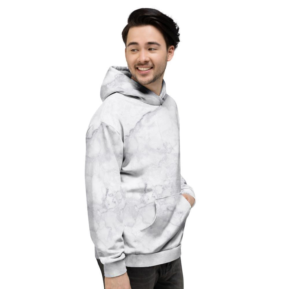 White Marble Men's Hoodie-grizzshop