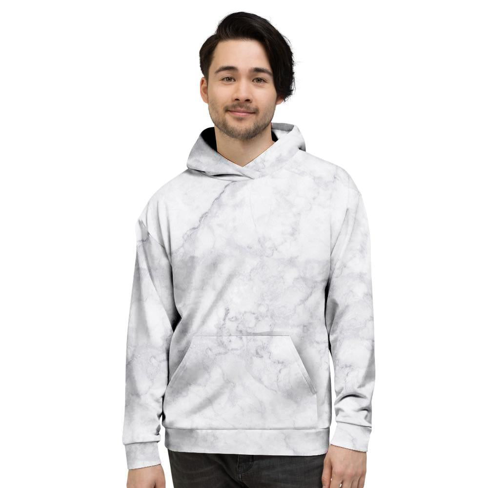 White Marble Men's Hoodie-grizzshop