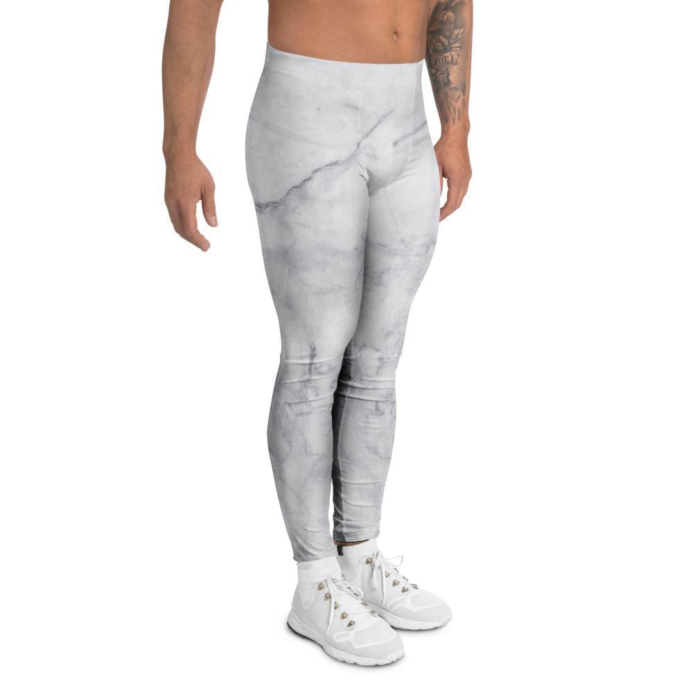 White Marble Men's Leggings-grizzshop