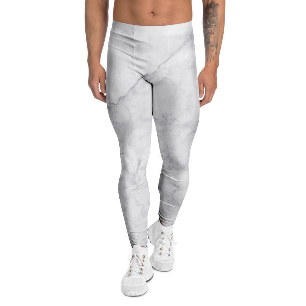 White Marble Men's Leggings-grizzshop