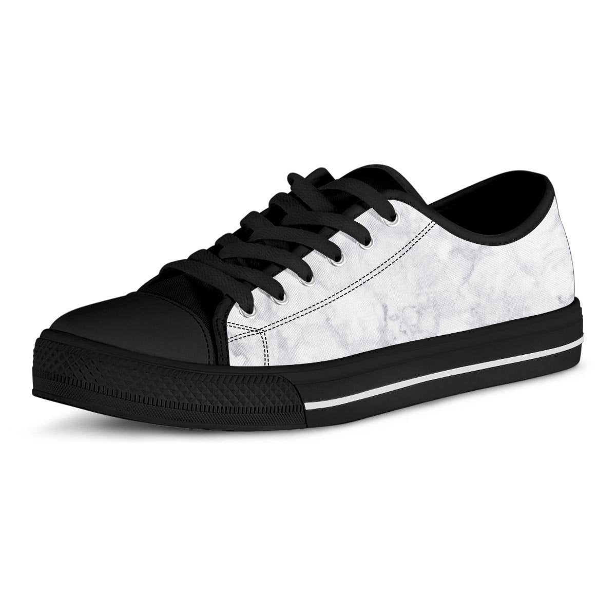 White Marble Men's Low Top Shoes-grizzshop