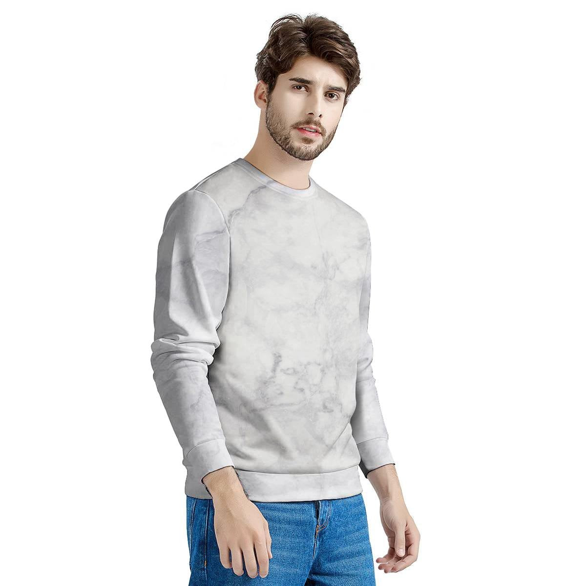 White Marble Men's Sweatshirt-grizzshop