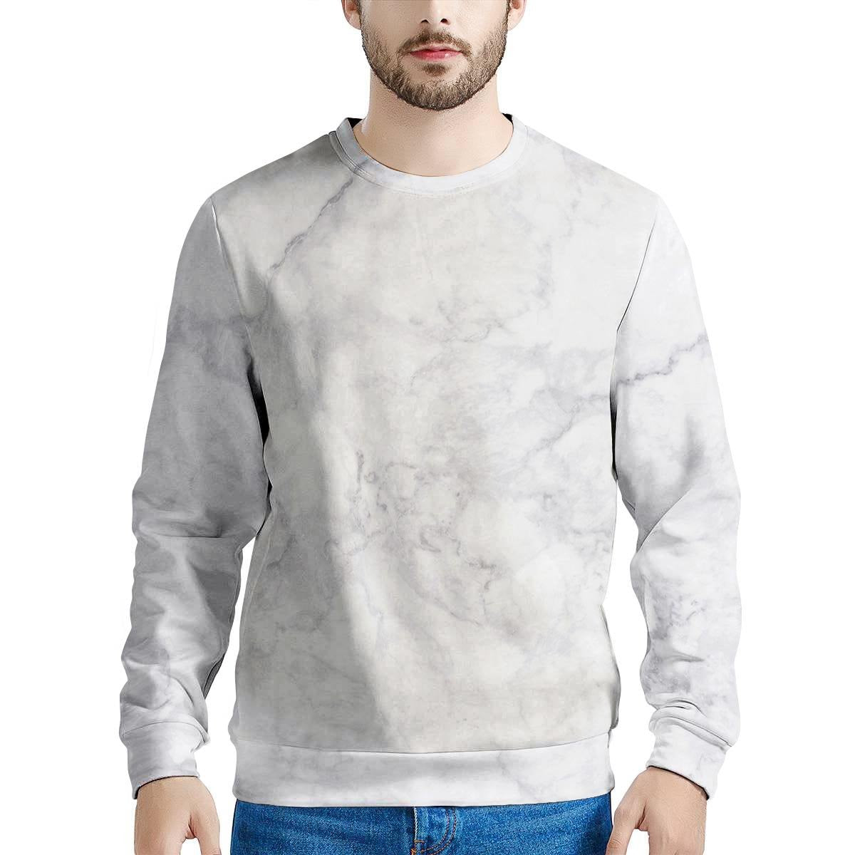 White Marble Men's Sweatshirt-grizzshop