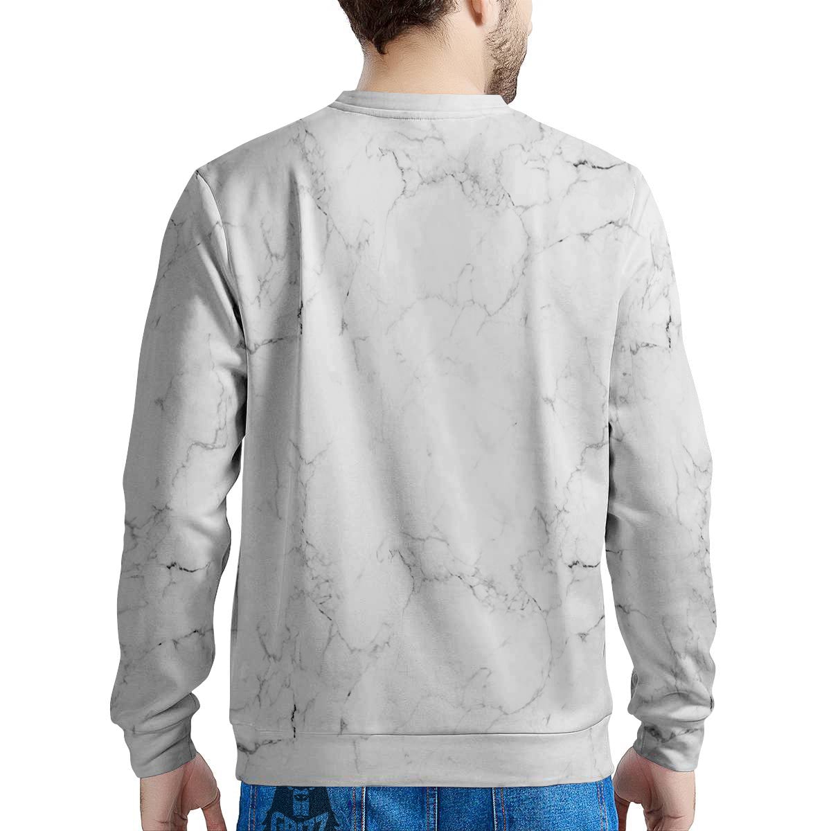 White Marble Pattern Men's Sweatshirt-grizzshop