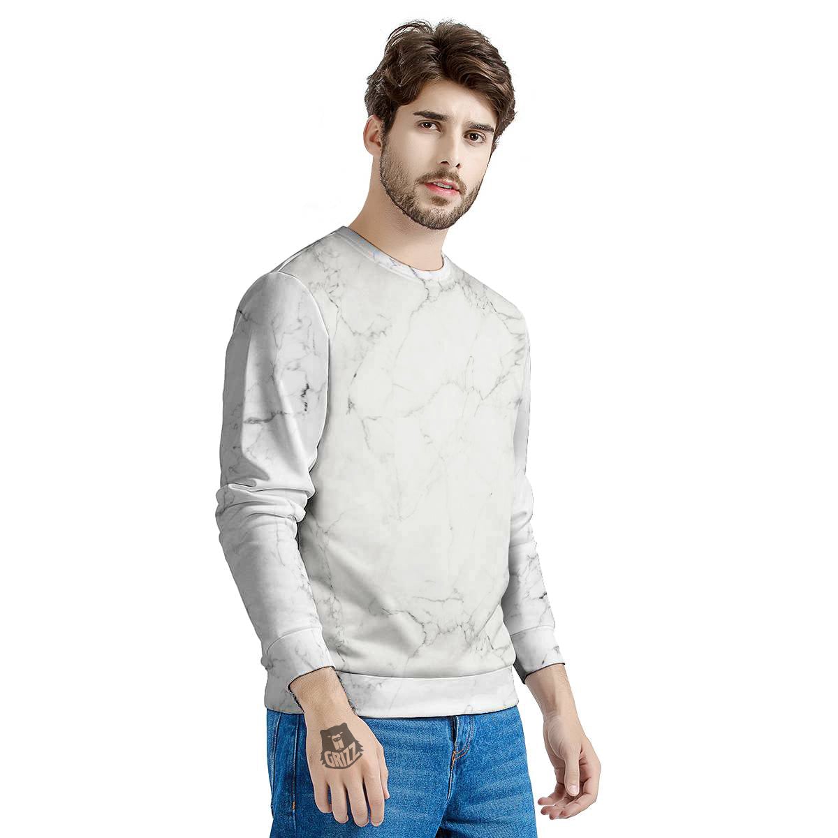 White Marble Pattern Men's Sweatshirt-grizzshop