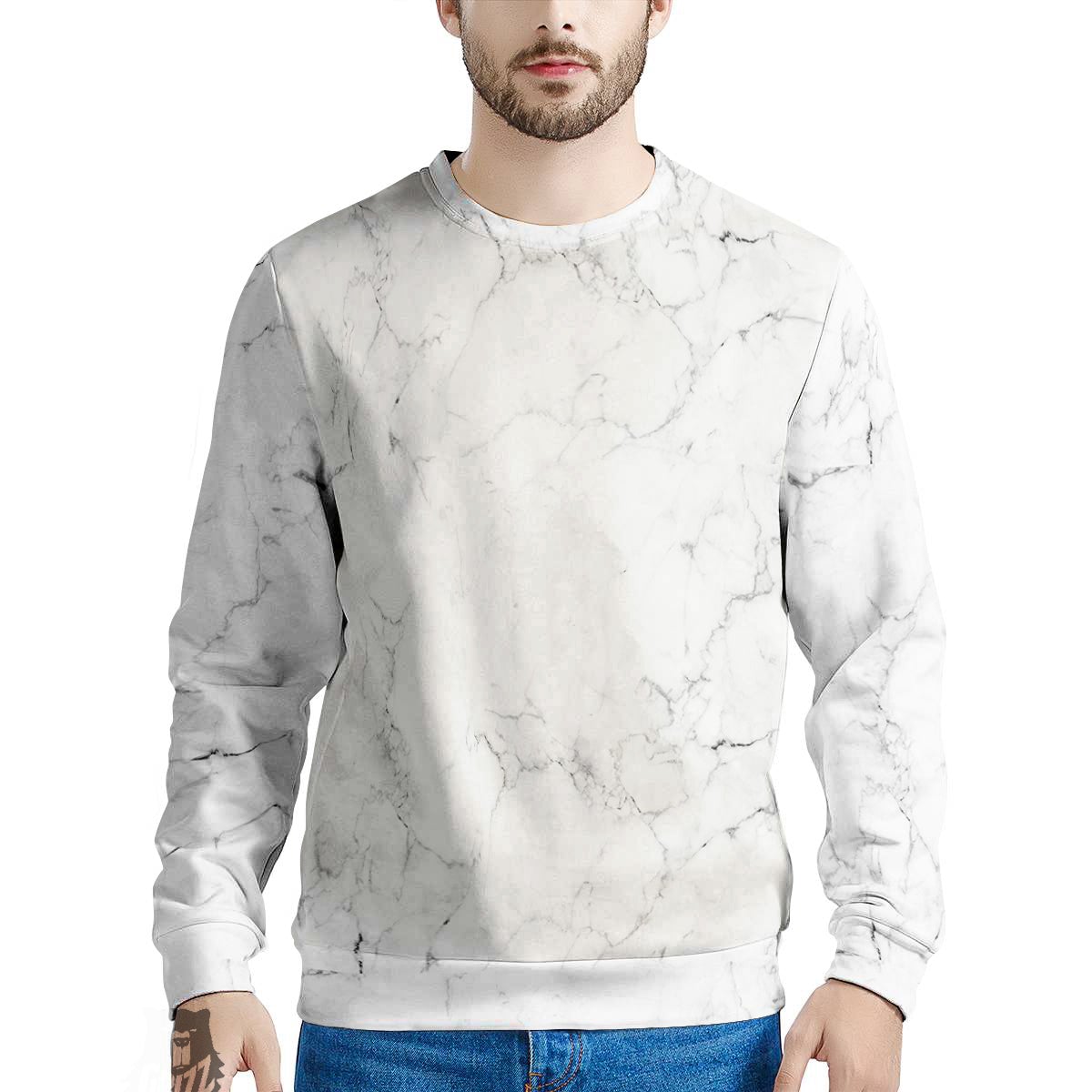 White Marble Pattern Men's Sweatshirt-grizzshop