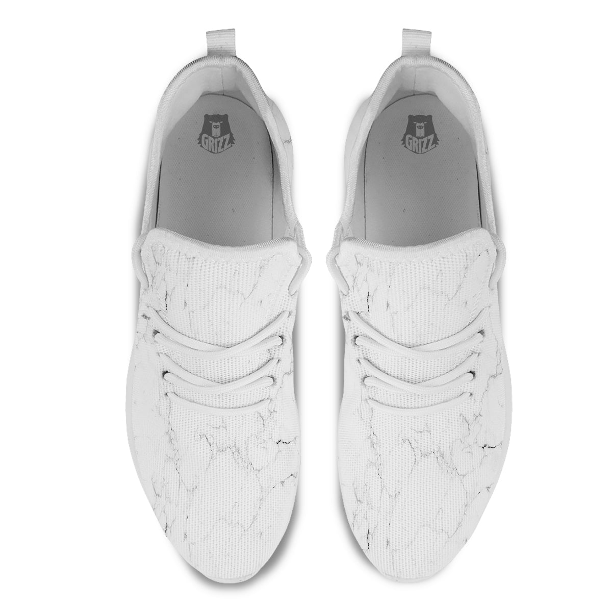 White Marble Pattern White Athletic Shoes-grizzshop