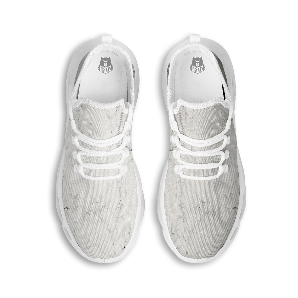 White Marble Pattern White Running Shoes-grizzshop