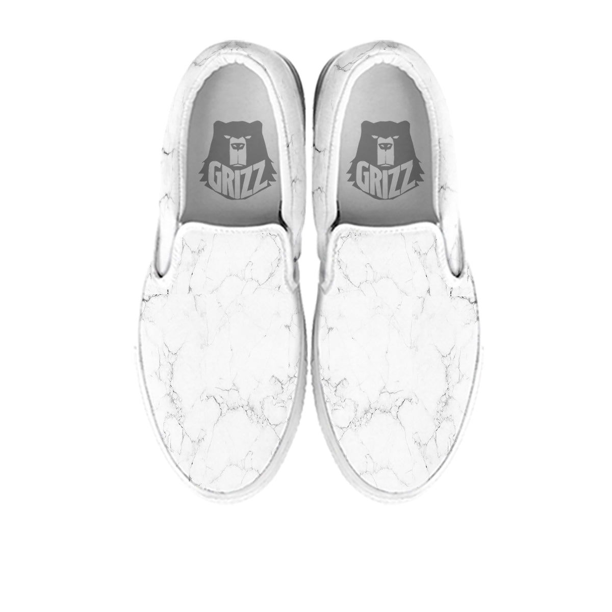 White Marble Pattern White Slip On Shoes-grizzshop