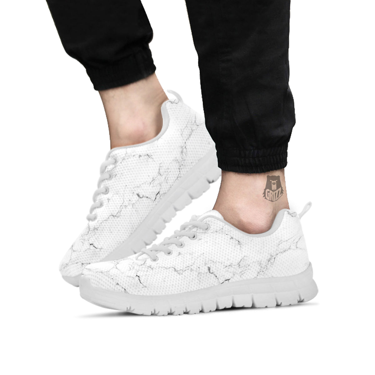 White Marble Pattern White Sneaker-grizzshop