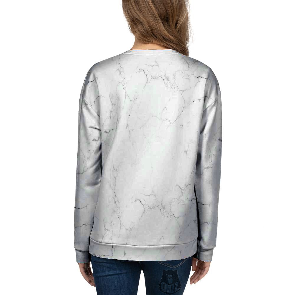 White Marble Pattern Women's Sweatshirt-grizzshop