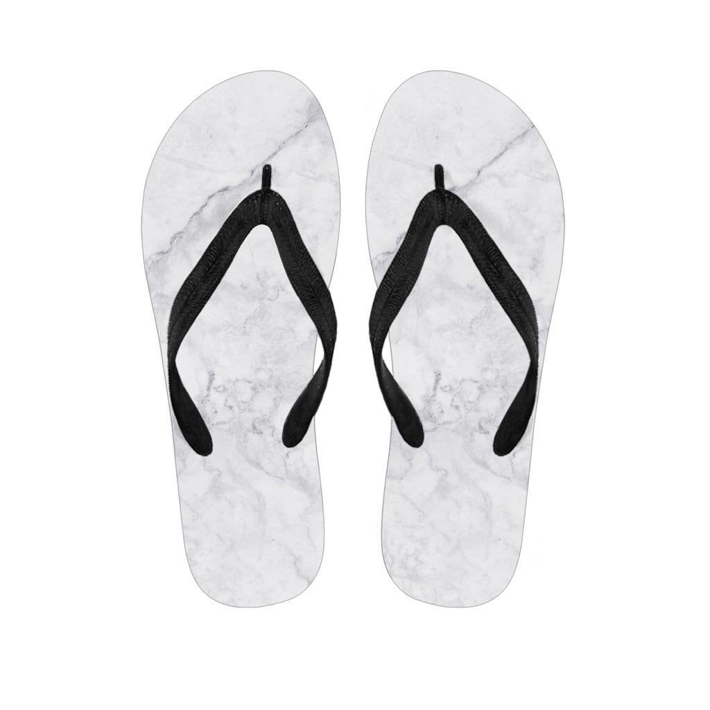 White Marble Women's Flip Flops-grizzshop