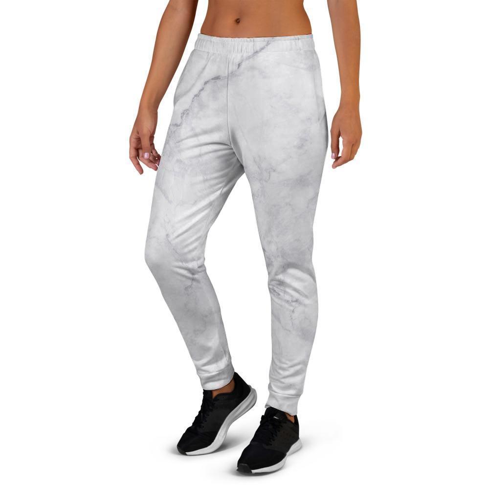 White Marble Women's Joggers-grizzshop