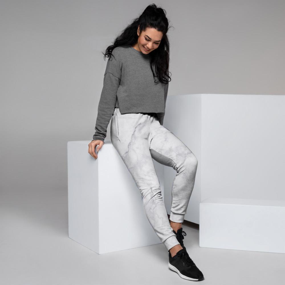 White Marble Women's Joggers-grizzshop